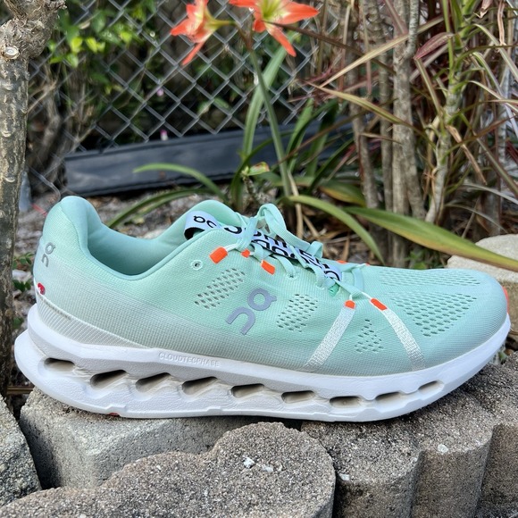 On Clouds Other - On Cloudsurfer Shoes Mens Size 13 Green White Running Sneakers Gym Trainers Used